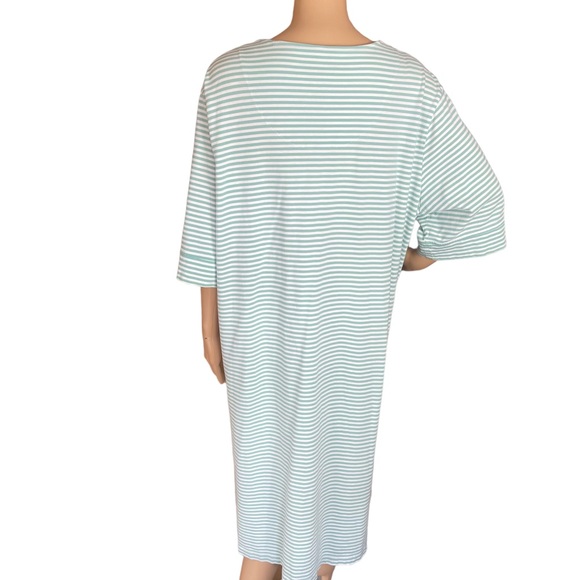 ORVIS XL midi cotton button front robe housedress night gown striped modest - Picture 9 of 10